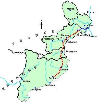 Map showing proposed Rhone-Barcelona water transfer scheme