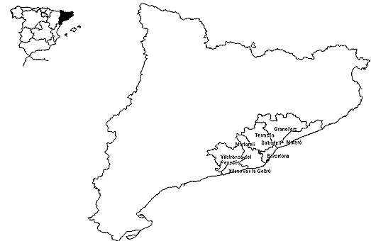 The location of the Barcelona region