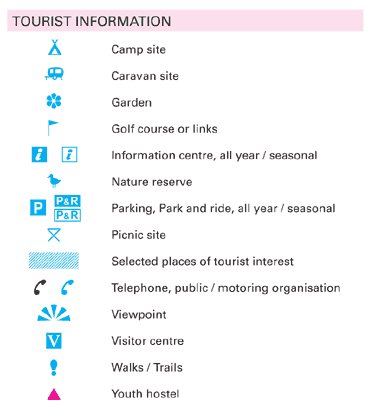 Ordnance Survey Map Symbols: Tourism