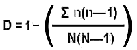 Simpson's Index of Diversity formula