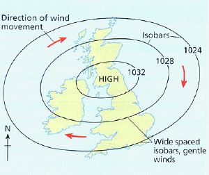 Synoptic chart of an anticyclone