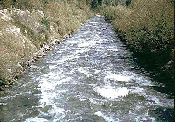 Downstream from above section 1, Rock Creek Canal near Darby, Montana