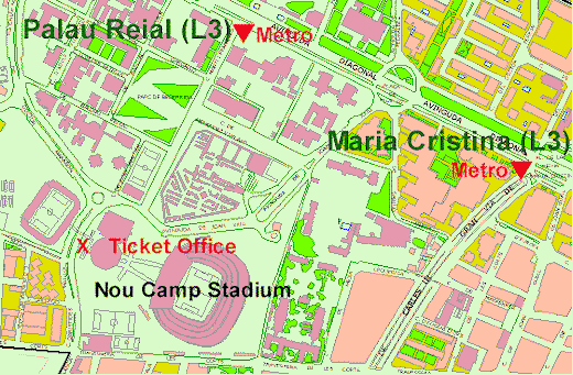 Map of FC Barcelona Nou Camp location