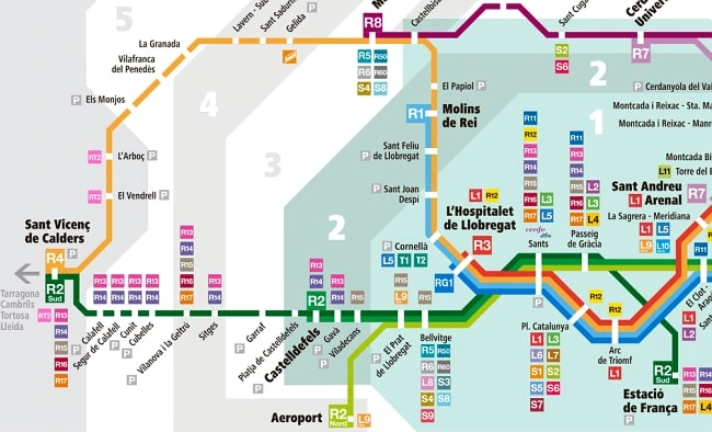 Barcelona-Sant Vicenç de Calders railway stations map