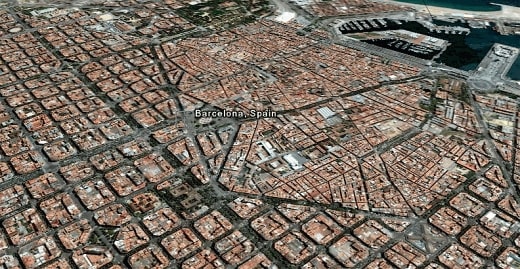 El Raval, Barcelona: Google Earth