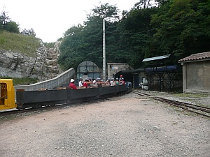 Visitors entering the Holy Roman coal mine gallery at Circs