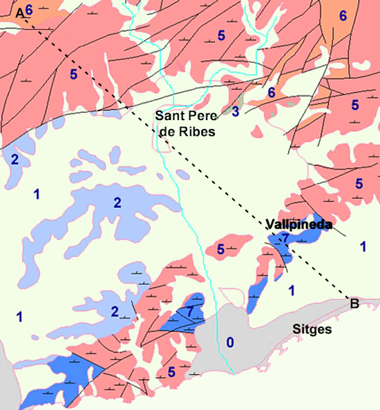 Sant Pere de Ribes - Sitges Geological map