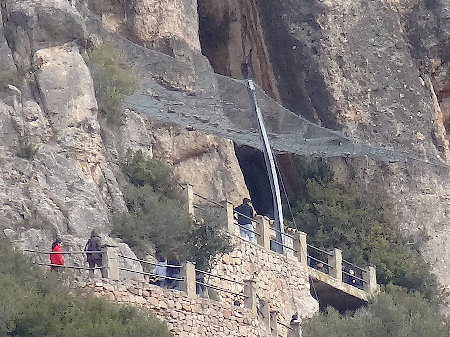 Entrance to the caves protected from the fall of stones by steel mesh