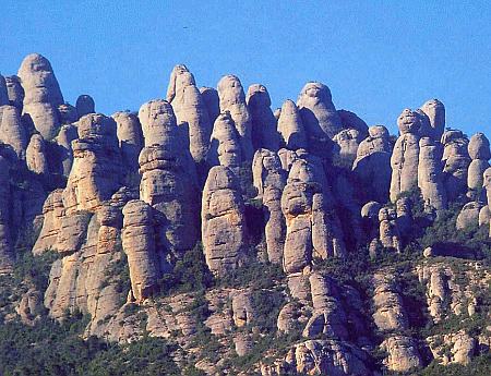 Montserrat karst scenery: broadened joints form limestone pillars