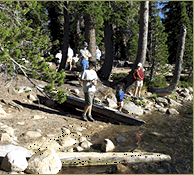 Eroded river banks close to camp sites