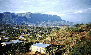 Farm land surrounding Zomba, with the Zomba Plateau to the north